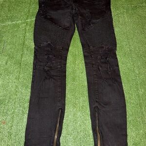 Men's Black Distressed biker Jeans